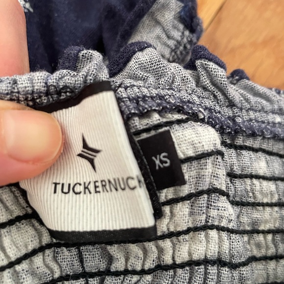 Tuckernuck Navy and White Striped Smocked Top - Picture 2 of 4